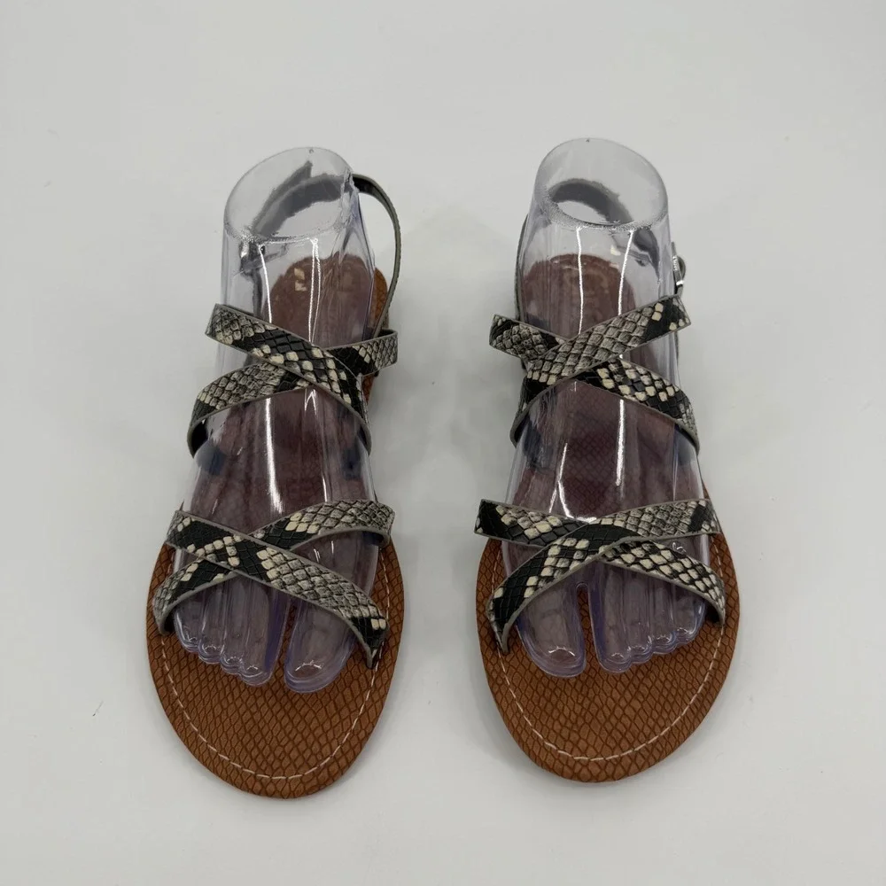 Circus by Sam Edelman Womens 8.5 Snakeskin Print Strappy Slingback Flat Sandals